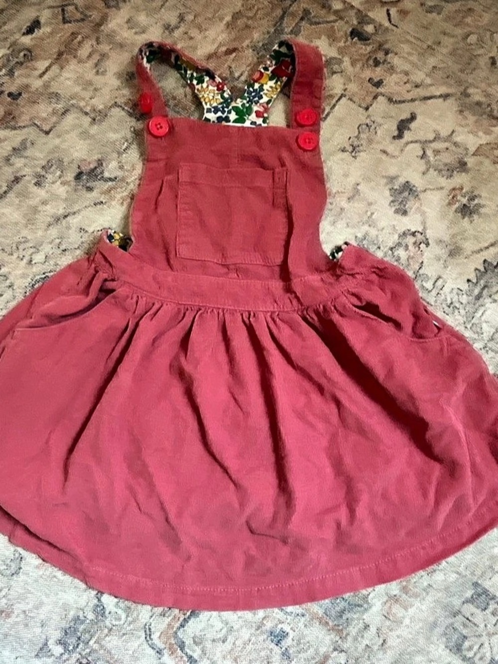 Mini Boden Corduroy Pinafore Dress Pink & Multicolor Girls 3-4Y